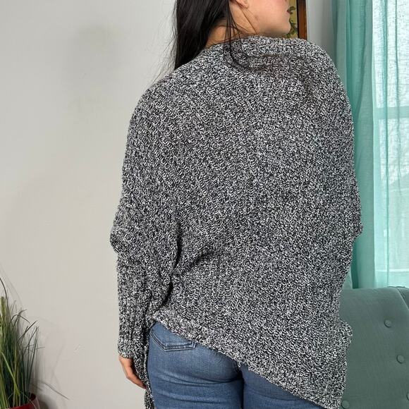 Caslon Gray Black & White Open Front Asymmetrical Knitted Cardigan - Picture 4 of 6